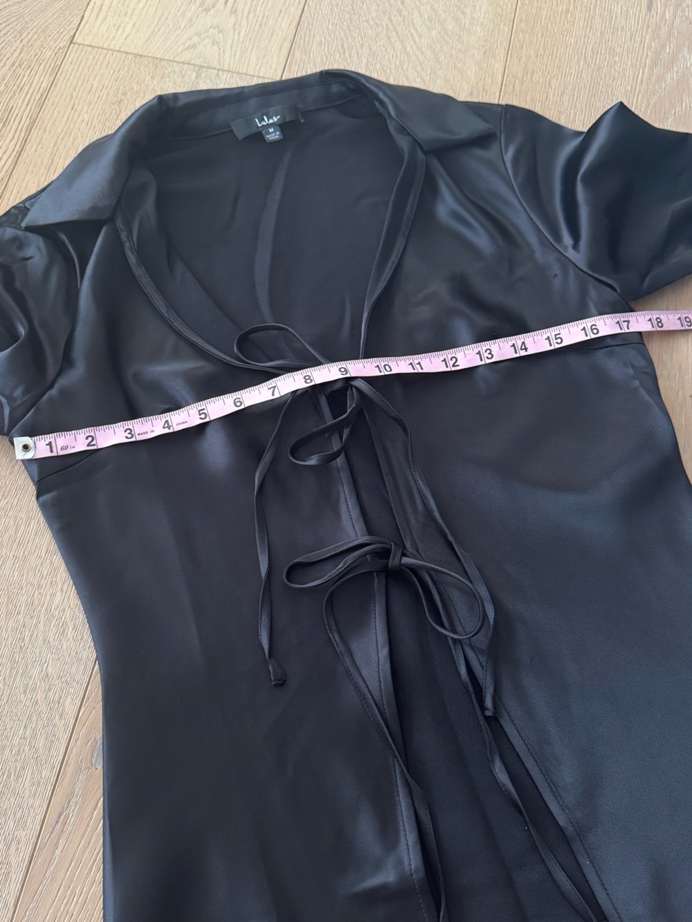 Lulus Coveted Aesthetic Black Tie-Front Long Sleeve Collared Top Medium - Picture 10 of 11
